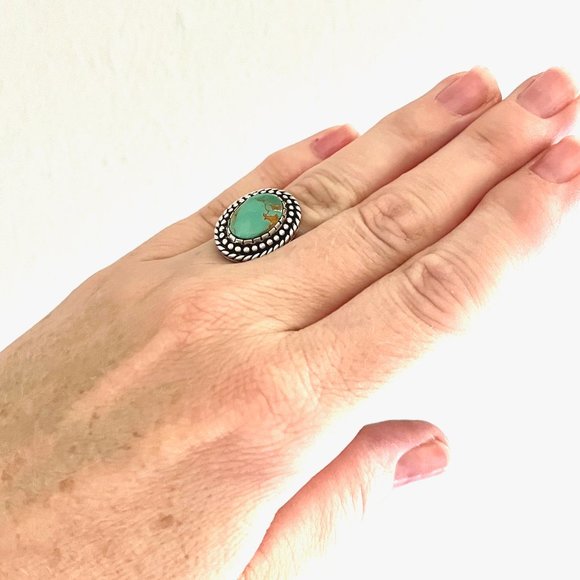 Vintage Silver & Turquoise Stone Ring - Size 5.75 - Picture 3 of 4
